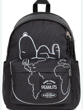 Eastpak Black Backpack with White Peanuts Graphic